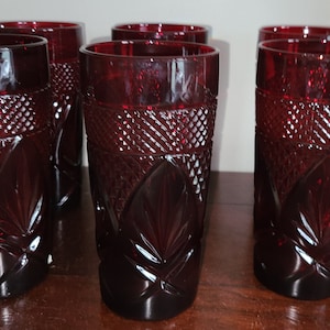 Set of 5 Cristal D&#39;Arques-Durand Luminarc Ruby Red Tumbler 6.25&quot; France