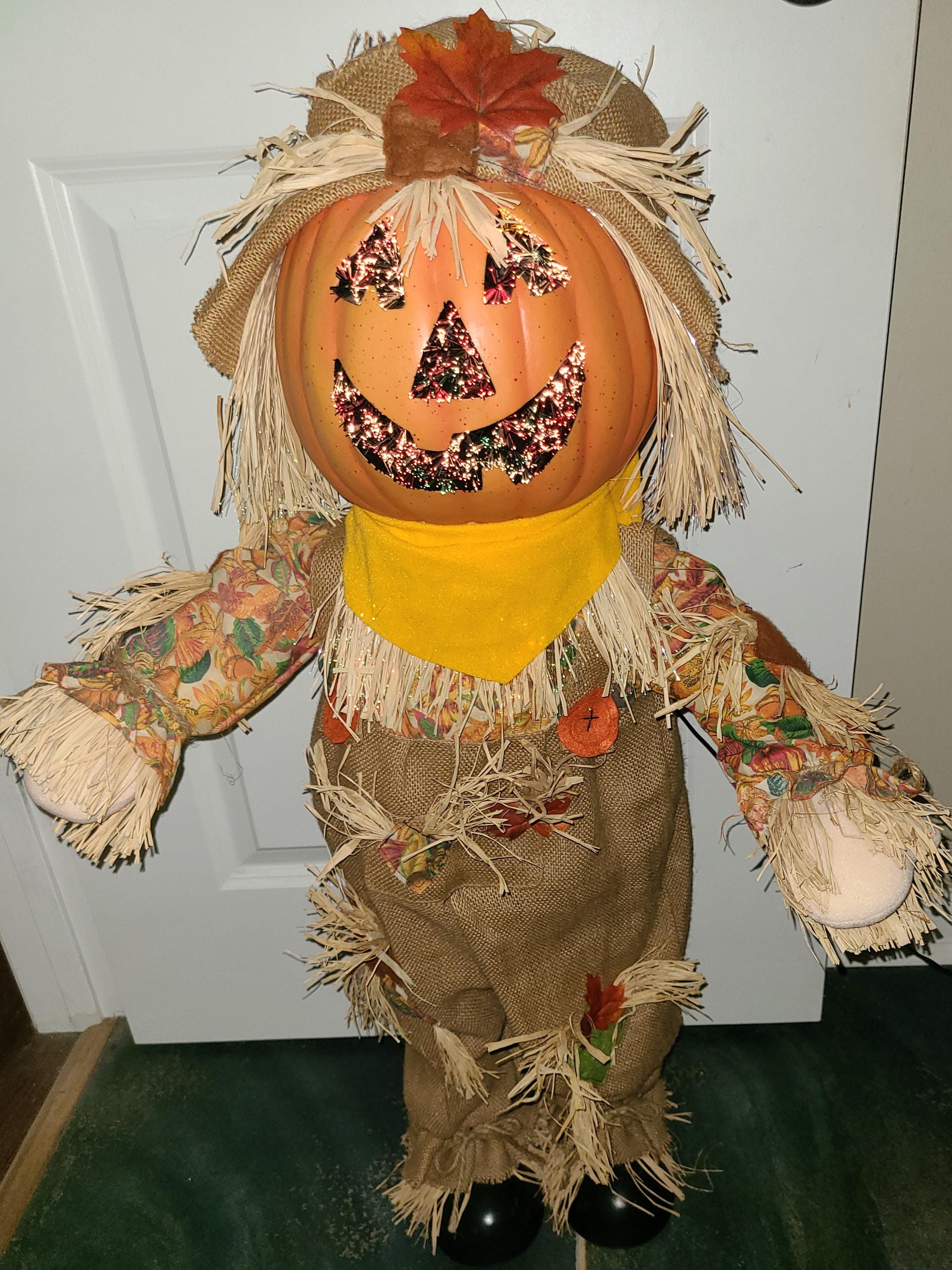 Fiber Optic Jack O Lantern Scarecrow Vintage 36" Tall Halloween - Etsy