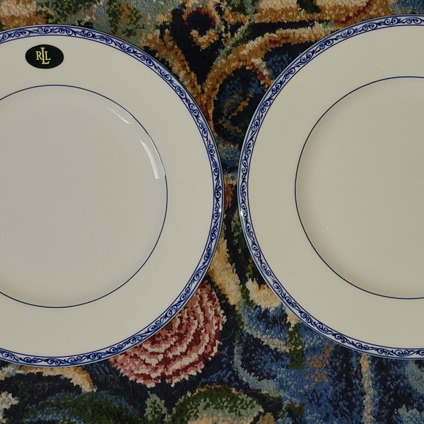 Juego de 2 platos llanos Ralph Lauren MANDARIN Lattice, 10 3/4 "NUEVO