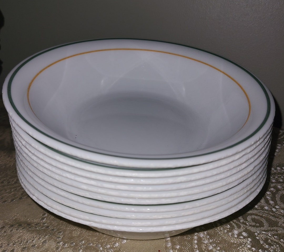 Set of 10 HUMMINGBIRD Corelle SOUP BOWL Cereal Salad 7 1/4 Green Orange ...