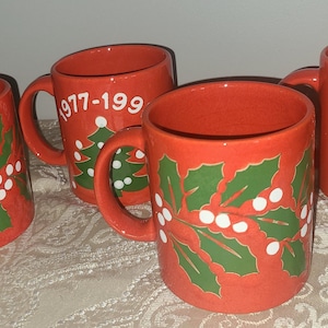 Set Of 4 Waechtersbach Christmas Tree Mugs West Germany