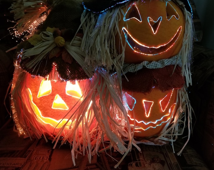 Gemmy Halloween Fiber Optic Light Jack O Lantern Trio Pumpkin Decor - Etsy