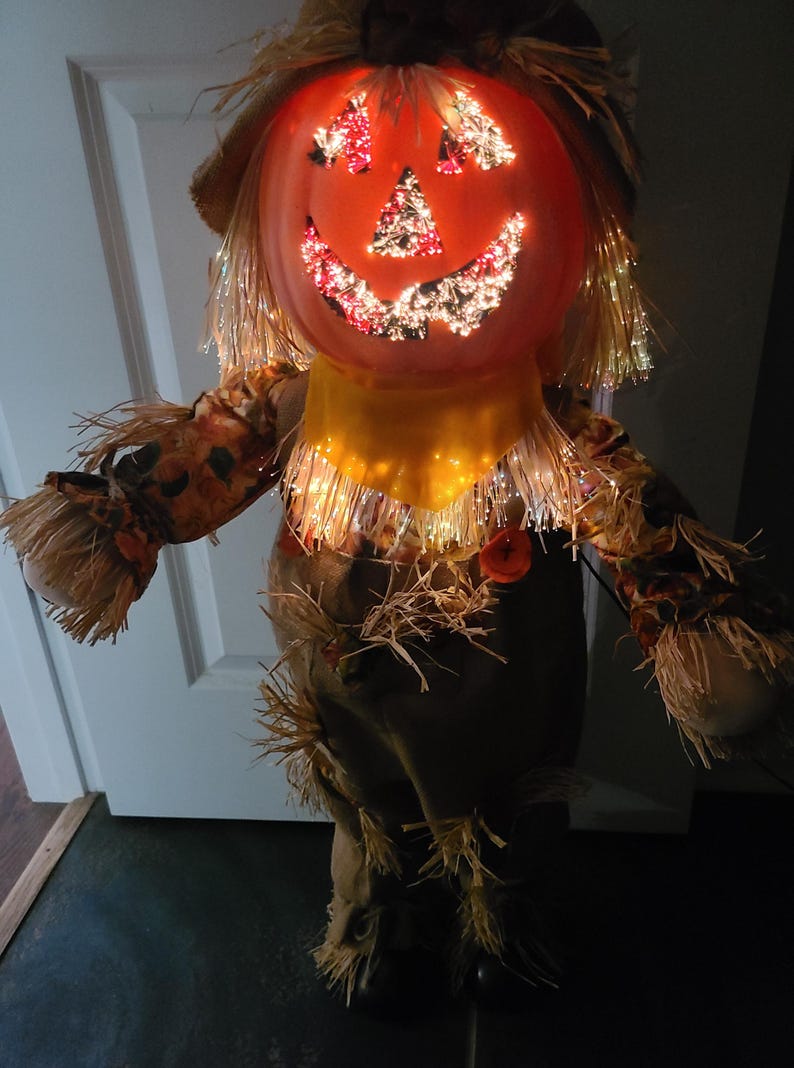 Fiber Optic Jack O Lantern Scarecrow Vintage 36" Tall Halloween - Etsy