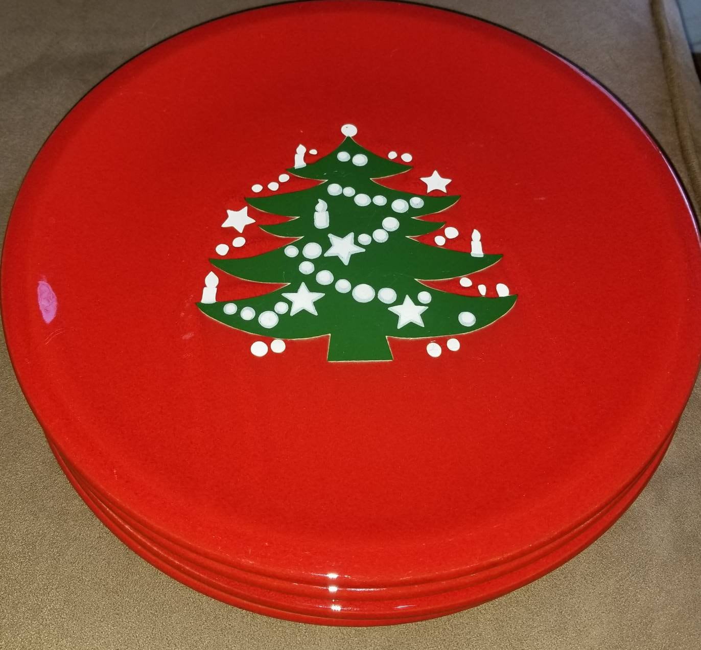 Set of 4 Waechtersbach Red Christmas Tree 8" SALAD Plates