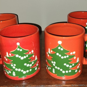 Set Of 4 Waechtersbach Christmas Tree Mugs West Germany