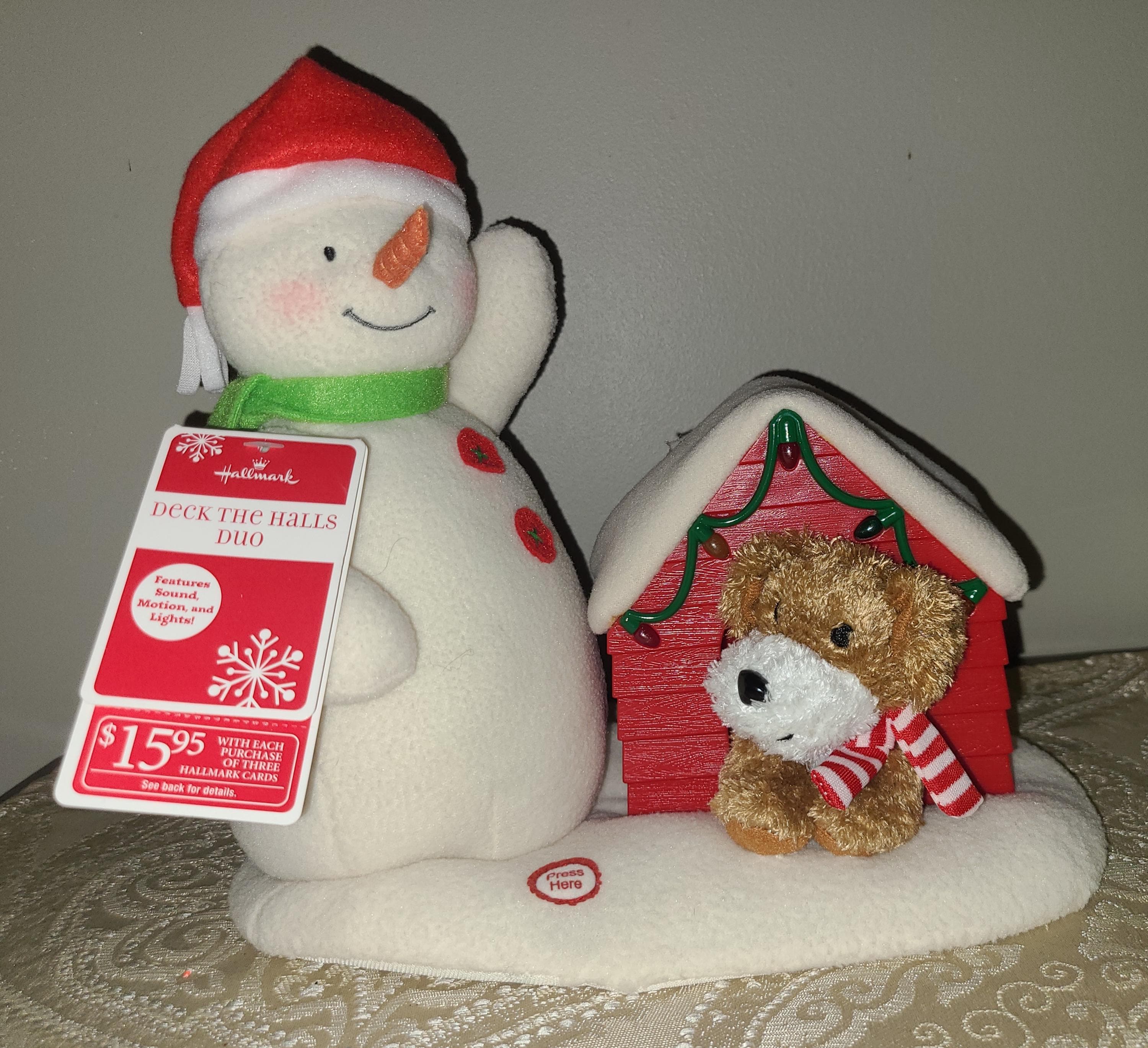 NWT 2011 Hallmark Jingle Pals Deck The Halls Duo Singing Snowman Dog  Animated