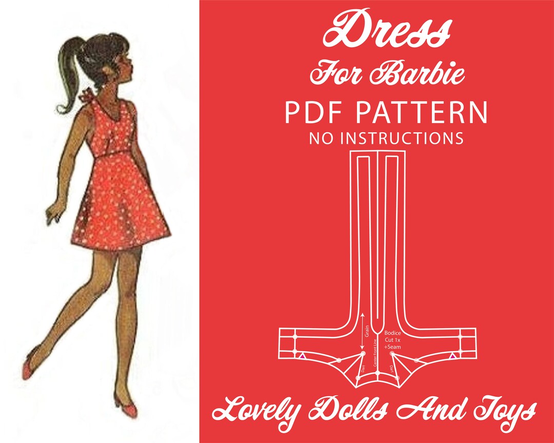 Dress for barbie or poppy parker pdf sewing pattern etsy
