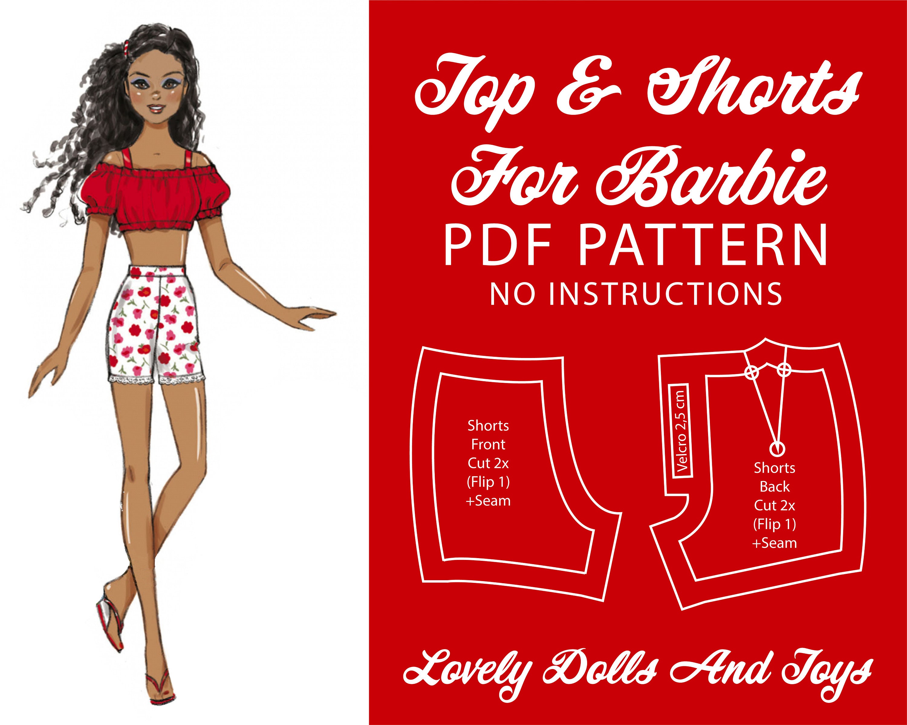 Barbie Two Tops and Shorts  Barbie sewing patterns, Barbie