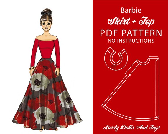 Barbie PDF Sewing Pattern Long Skirt 