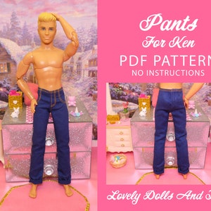 Pants For Ken Sewing Pattern Instant Download PDF Jeans For Ken Doll Sewing Pattern