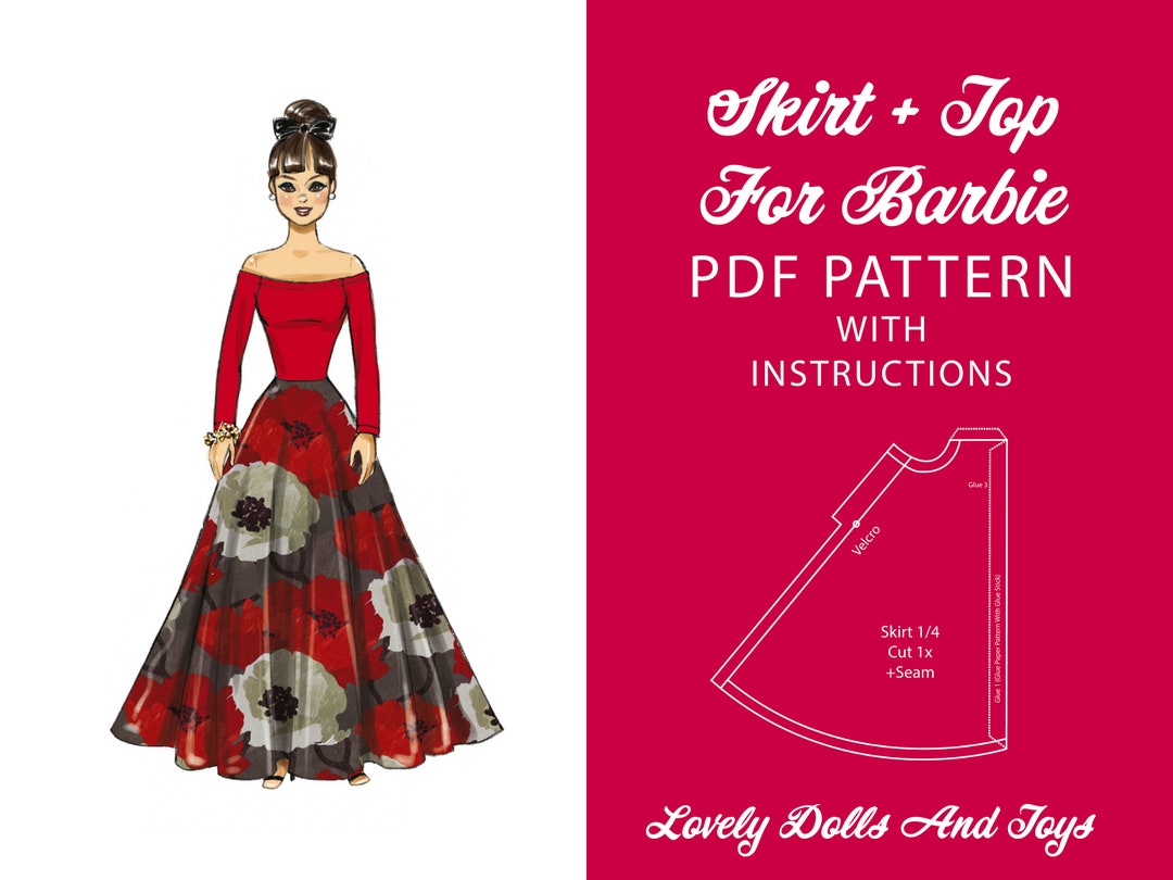 Skirt and Top Sewing Pattern for Barbie Dolls PDF Sewing Pattern With