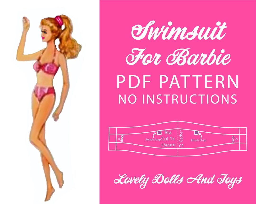 Swimsuit for barbie or poppy parker pdf sewing pattern etsy