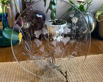 Handmade 3D Floral Art Glass Plate (13"x13")