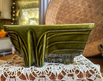 Vintage Olive Green Cookson Pottery 1266 Planter