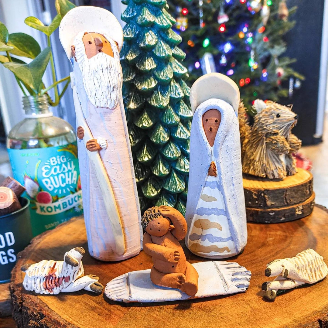 Handmade Clay Nativity Scene Etsy