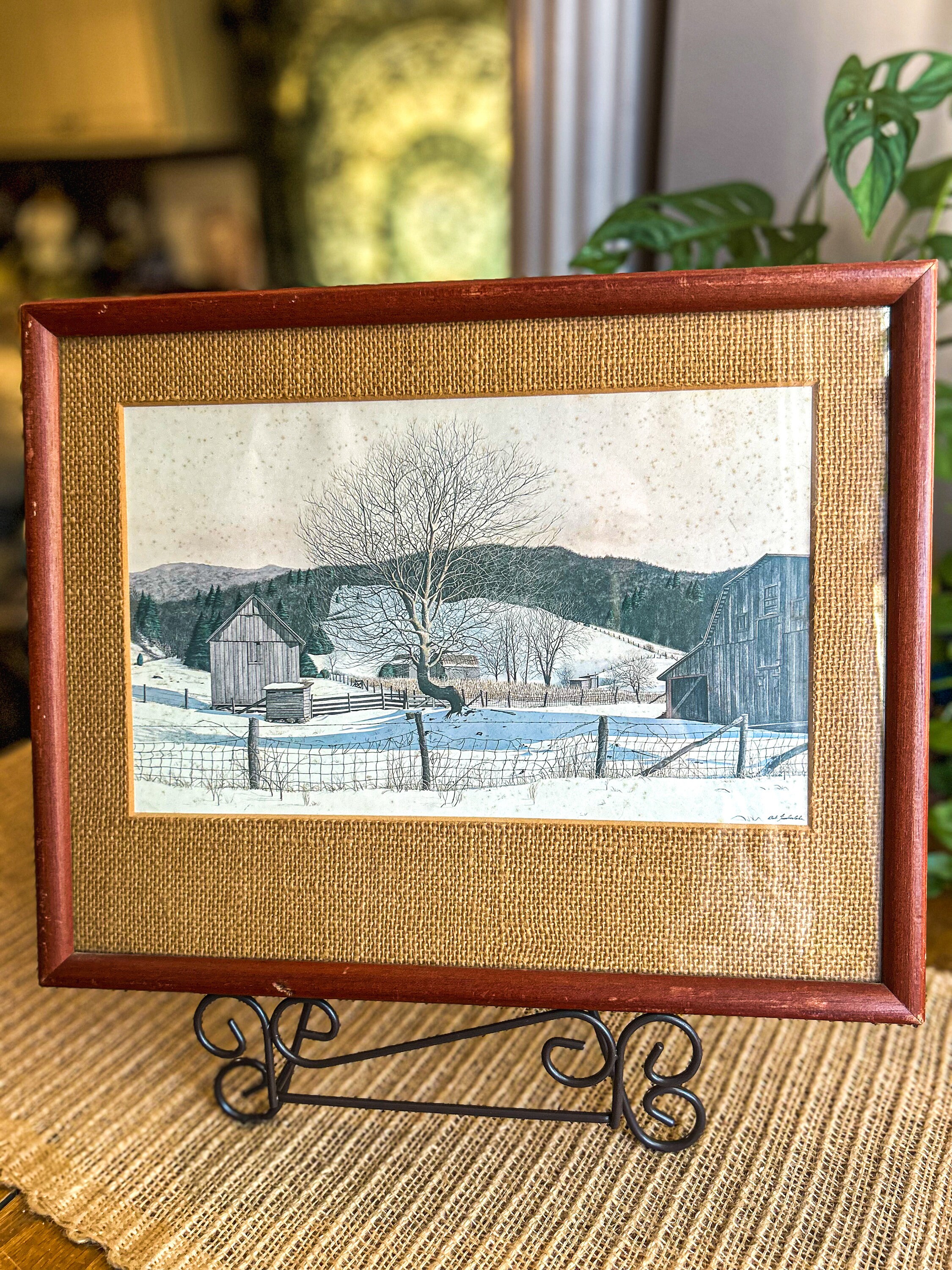 Vintage Framed Bob Timberlake Winter Mountain Scene Etsy
