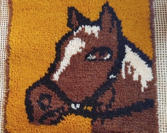 Vintage Horse Latch Hook Wall Hanging