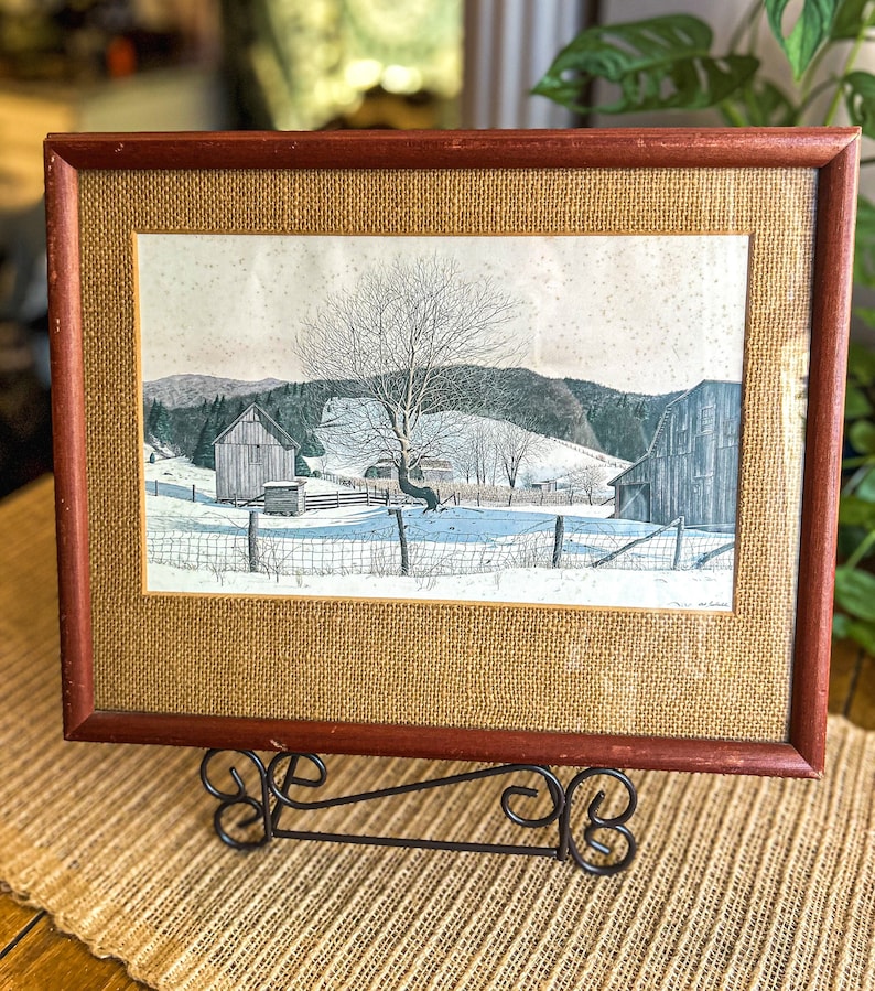 Vintage Framed Bob Timberlake Winter Mountain Scene Etsy