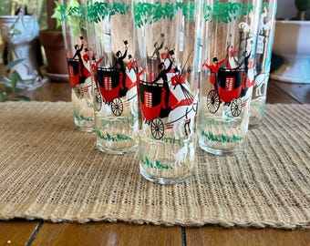 Vintage Libbey "The Arrival" at "The White Cock Inn" Tom Collins Glasses *READ DESCRIPTION!*