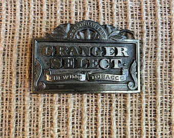 granger select chewing tobacco Granger Select Chewing Tobacco Chew Snuff Dip Tobacciana 80s Vintage Belt  Buckle Tabaks Sign Smoking