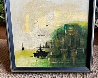 Acylic On Canvas Of Boat Scene
