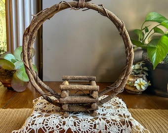 Vintage Rustic Vine And Twig Circle Hanger