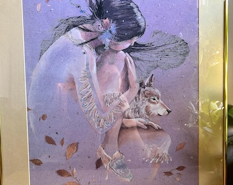 Vintage Framed Original Louise Bussiere Watercolor Painting
