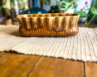 Vintage Brown Drip Glaze Planter