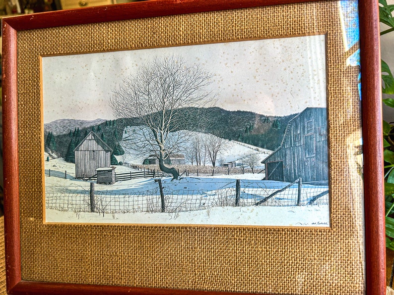 Vintage Framed Bob Timberlake Winter Mountain Scene Etsy