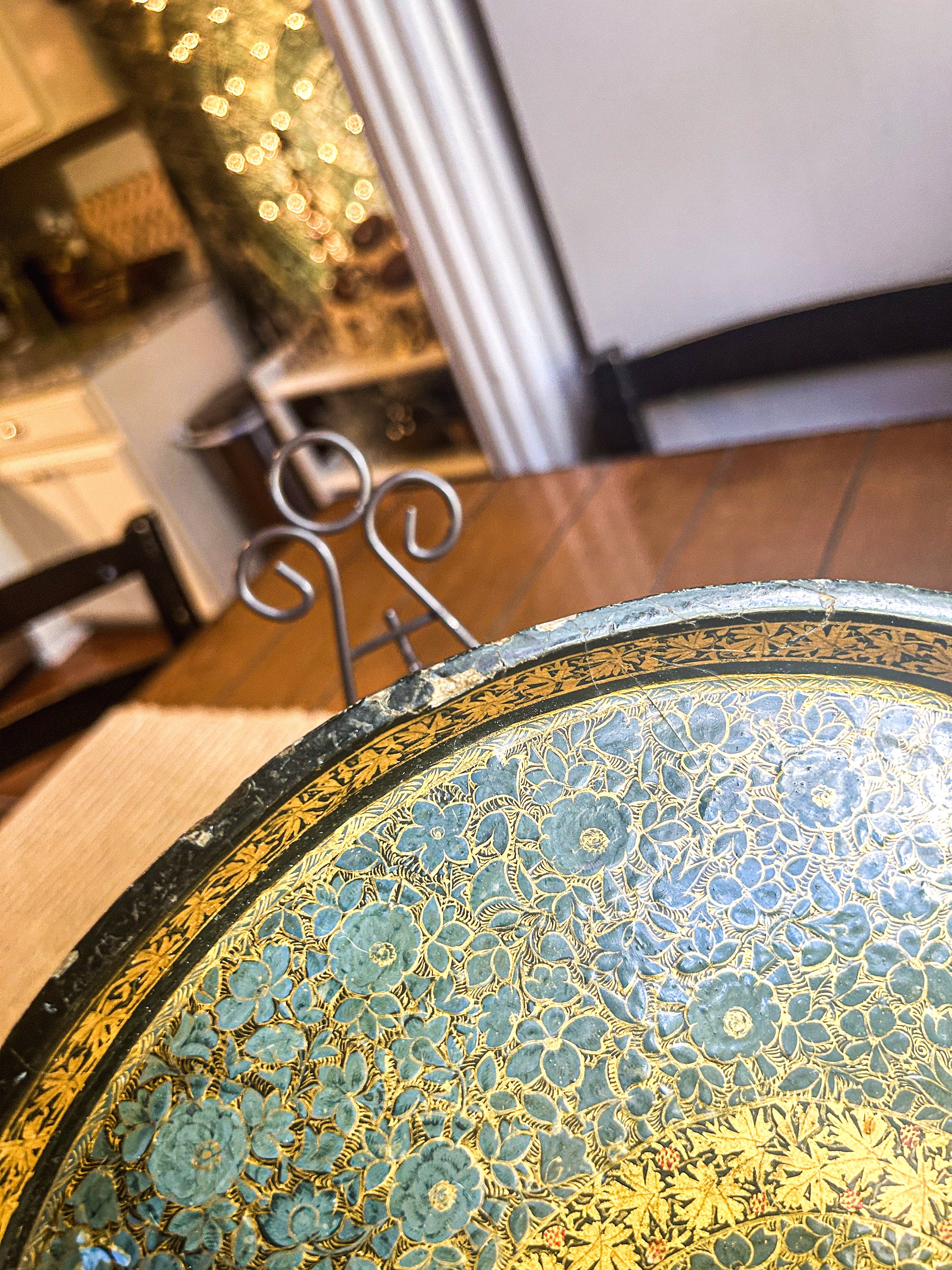 Beautiful Vintage Italian Blue and Gold Floral Tray - Etsy