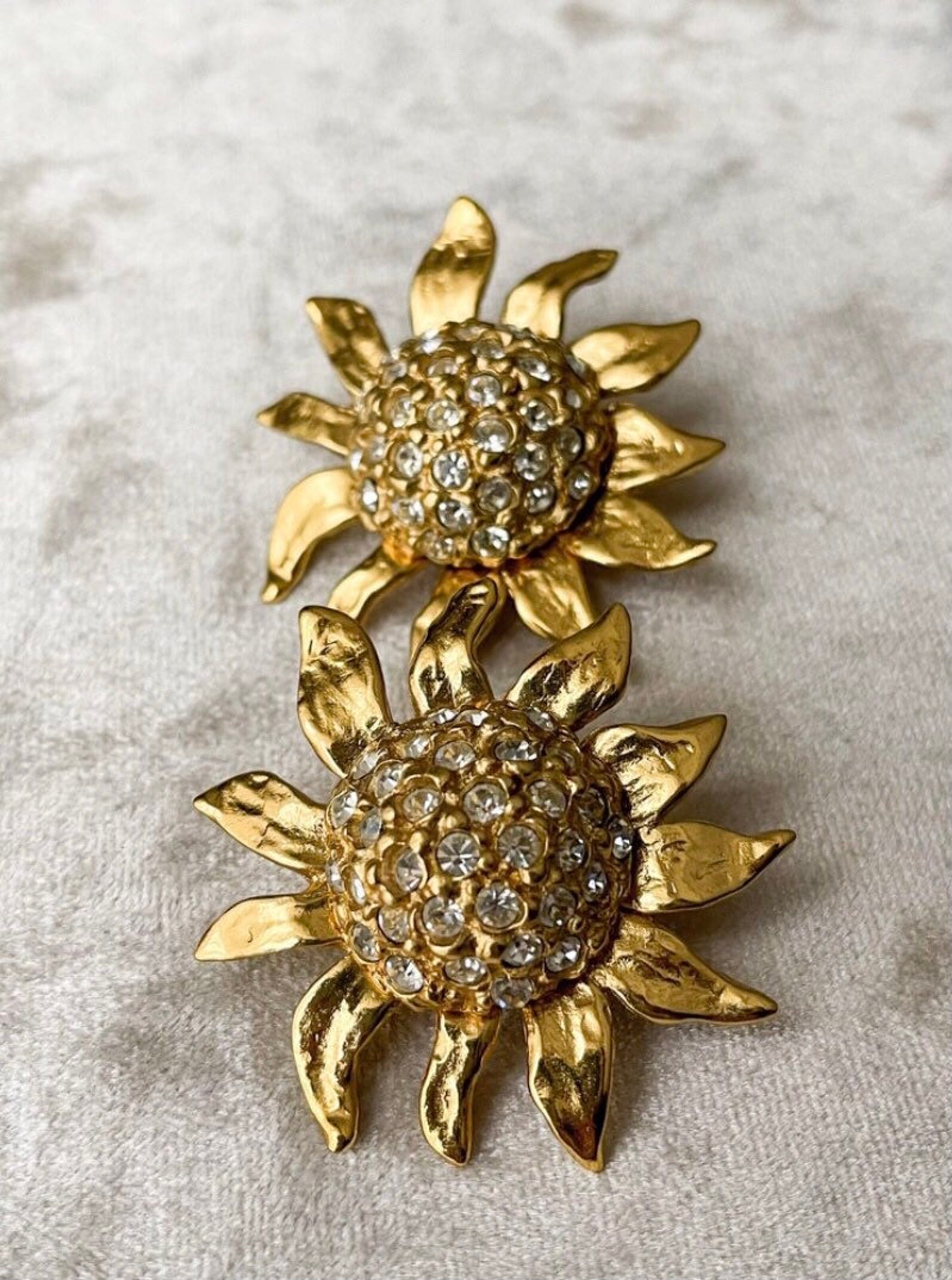 Yves Saint Laurent sun flower vintage earrings | Etsy