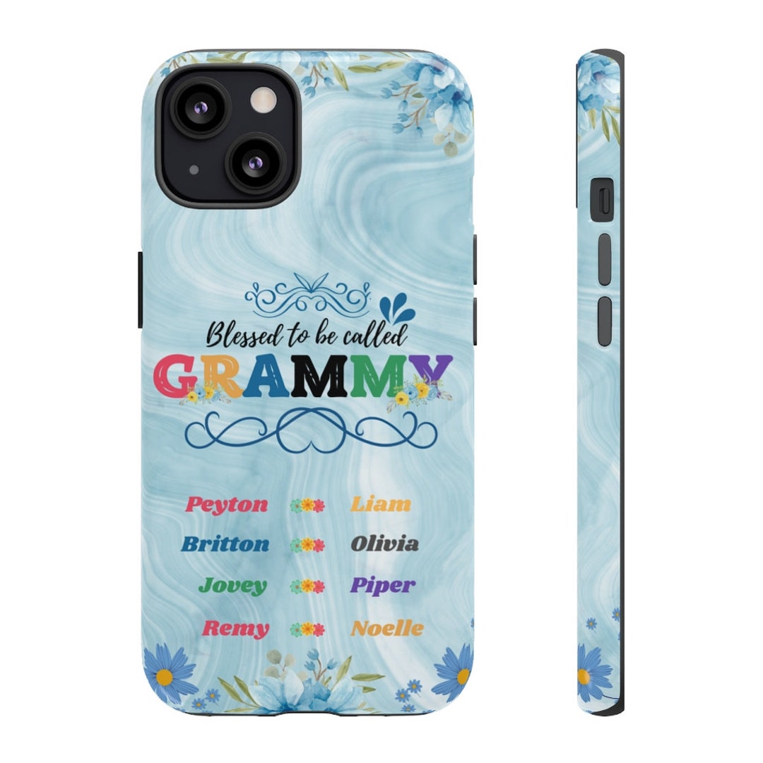 Personalized Grammy Blue Marble Phone Case: Custom Grandkids Names - Etsy