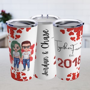 Couples Together Forever | Valentine Gift | Anniversary Gift | Personalized Lovers Vacuum Insulated Travel Mug | Custom Handmade Tumbler