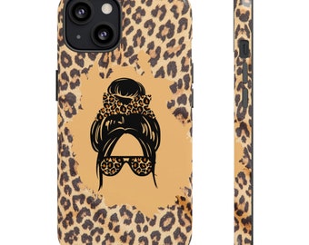 Leopard Pattern | Messy Bun Lady | Custom Design Phone Cover | Protective Google Pixel, iPhone or Samsung Cases
