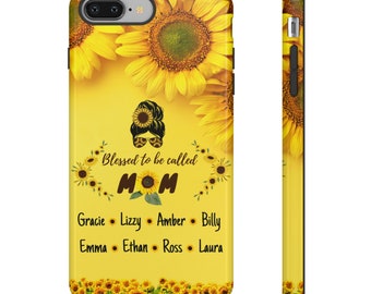 Blessed to Be Called Mom, Momma, Personalized Sunflower Custom Design Phone Cover, Protective iPhone or Samsung Cases