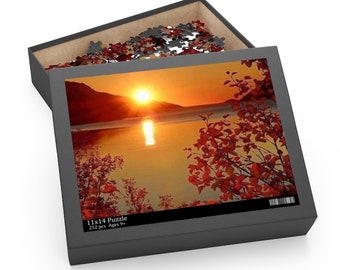 Jigsaw Puzzle (120, 252, 500-Piece) | Sunset at the Lake Puzzle | Personalized Puzzle | Photo Puzzle