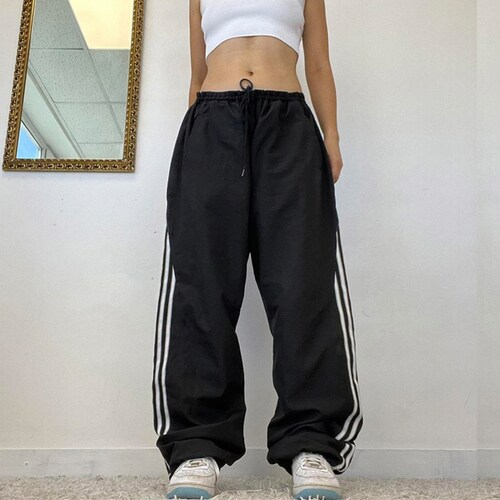 Y2K Striped Pants Baggy Track Pants Swishy Pants 90s Elastic Etsy