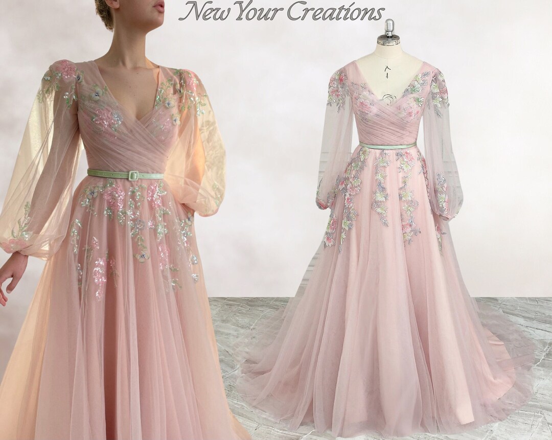 V-Neck Pastel Sleek Gown main image 0
