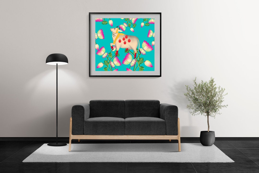 Printable Cow Pichwai Printable, Indian Folk Wall Art, Home Decor ...