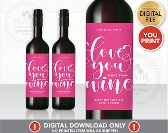 Love Personalized Wine Label PRINTABLE | Custom Wine Label, Custom Wine Bottle Sticker, Anniversary Gift Ideas, Wedding Gift Ideas