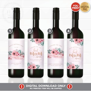 Personalisiertes Weinetikett, Champagner-Mini-Wein-Geschenk-Taschenetikett, Muttertagsgeschenk, benutzerdefiniertes Etikett