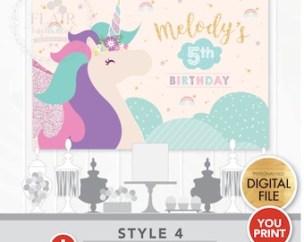 DIGITAL Unicorn Backdrop Poster, Birthday Party Decoration, Unicorn Sign, Personalized Unicorn Party Supply
