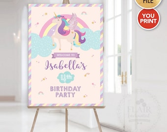 Unicorn Party Welcome Sign PRINTABLE, Personalized Welcome Sign, Birthday Poster, Unicorn Party Supply