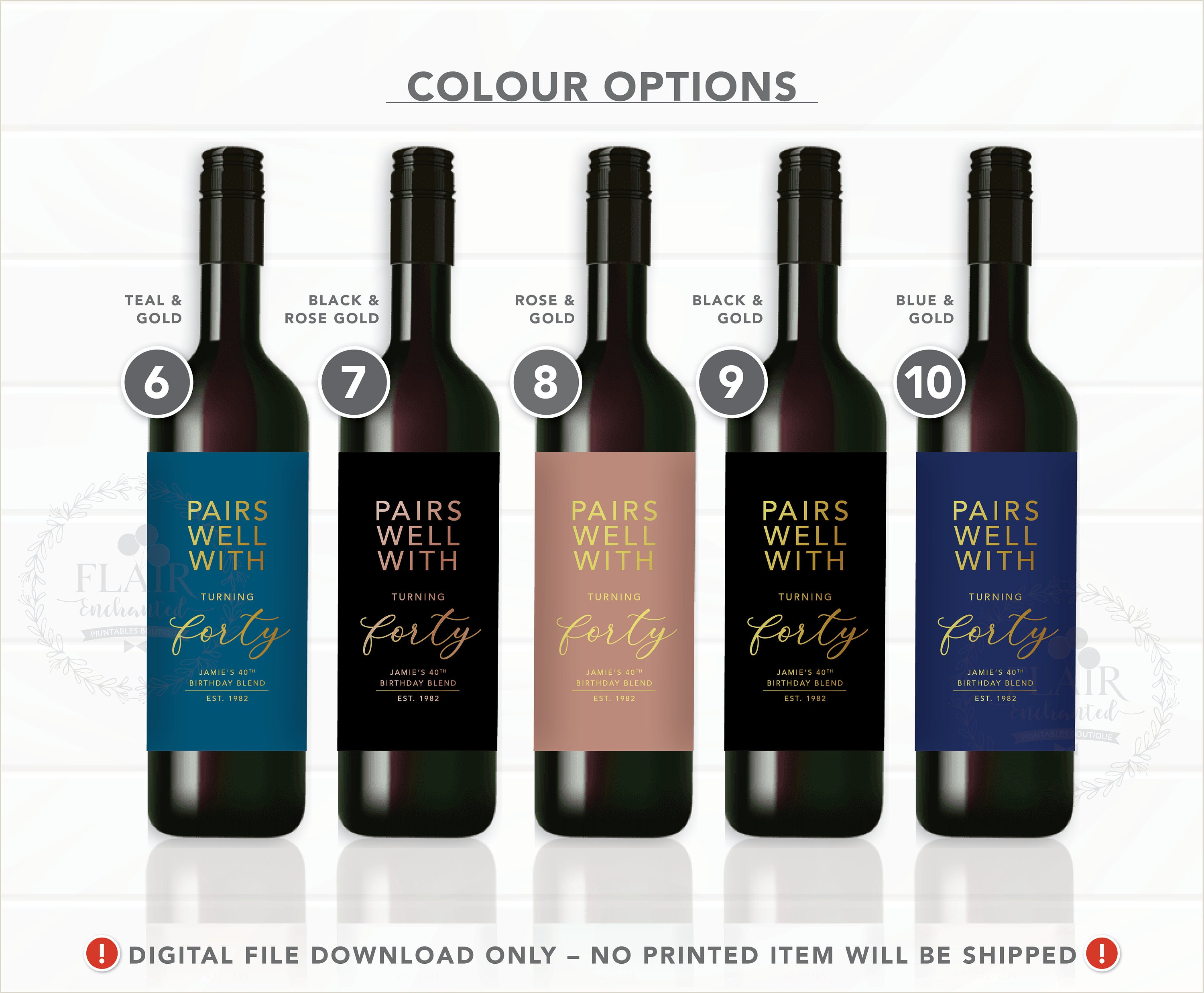 Pairs Well With Wine Label PRINTABLE Personalized Age Etsy Australia
