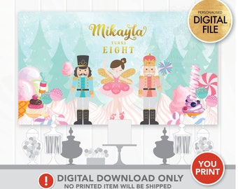 DIGITAL Sugarplum Fairy Backdrop Poster, The Nutcrackers Ballet Backdrop Poster, Birthday Party Decoration, Personalized Party Supply