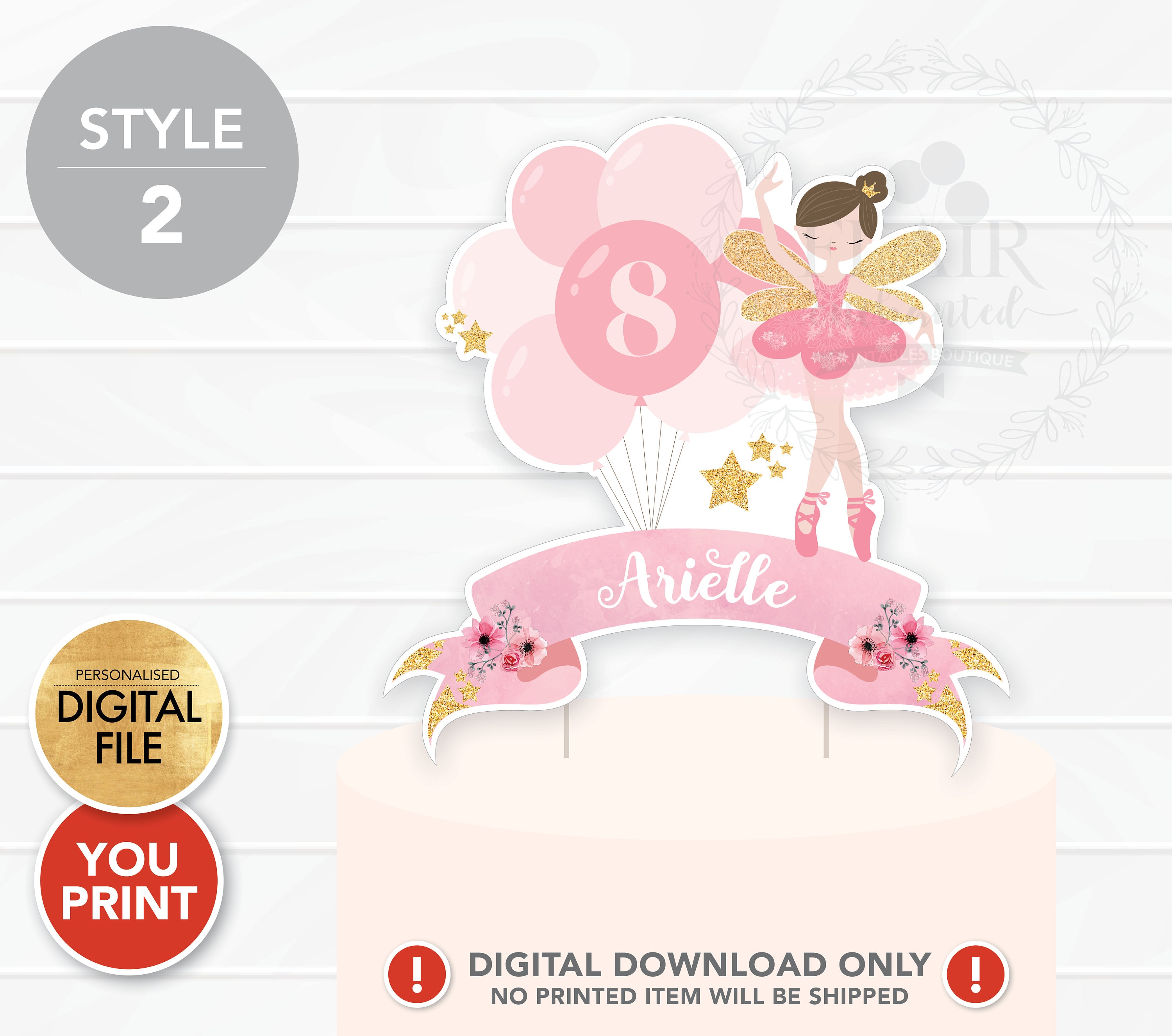 Ballerina Cake Topper PRINTABLE, Ballerina Cake Decoration, Custom Cake ...