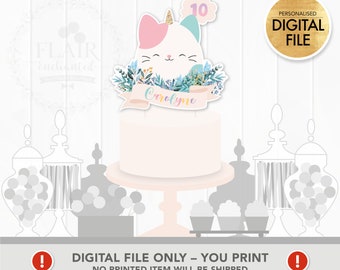 Topo de bolo fofo e personalizado (arquivo digital para impressão apenas), decoração de bolo kawaii esponjosa