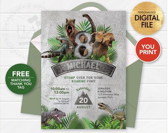 Dinosaur Birthday Invitation PRINTABLE, Jurassic Birthday Invitation, Personalized Invitation, Dinosaur Jurassic Party Supply