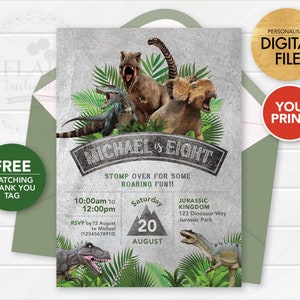 Dinosaur Birthday Invitation PRINTABLE, Jurassic Birthday Invitation, Personalized Invitation, Dinosaur Jurassic Party Supply
