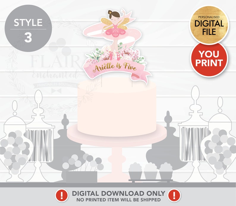 Ballerina Cake Topper PRINTABLE, Ballerina Cake Decoration, Custom Cake